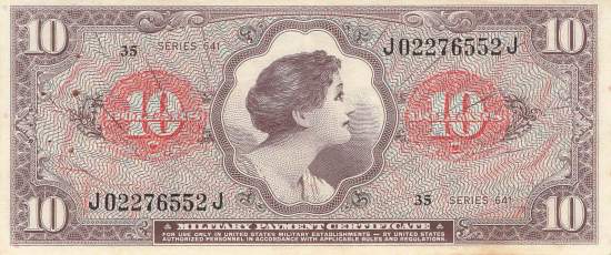 USA MPC Series 641 p.M63 10 Dollar 1965 XF